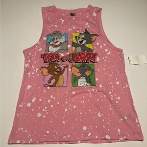 Tom And Jerry Tank Top Womens Medium Pink Juniors